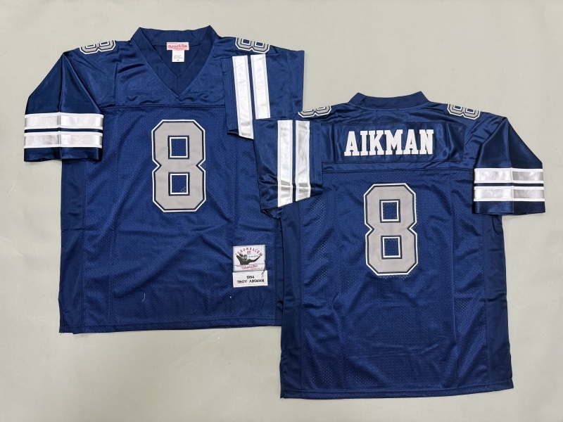 Men 2025 Nike Dallas Cowboys #8 Aikman Blue Throwback Limited NFL Jersey 004